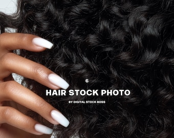 Curly Hair Extension Website Banner: Modern AI Stock Image (Digital Download)