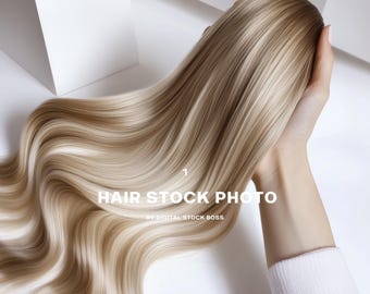 Blonde Hair Extension Website Banner: Modern AI Stock Image (Digital Download)