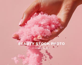 Pink Sugar Scrub Stock Photo | Skincare Website Banner (Digital Download)