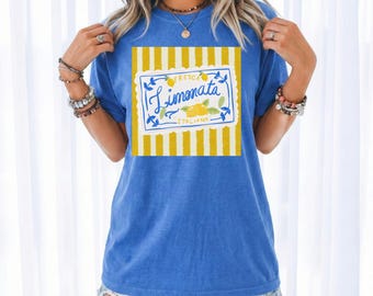 Limonata Lemon T-Shirt | Striped Citrus Graphic Tee, Comfort Colors Retro Style