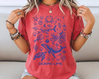 Ocean Life T-Shirt | Whale, Orca, Turtle, Shark Marine Animals Tee