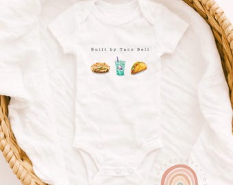 Funny Built by Taco Bell Baby Onesie | Funny Pregnancy Announcement Onesie | Taco Baby Outfit |