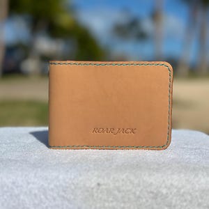 Billetera plegable con clip para dinero de cuero hecha a mano