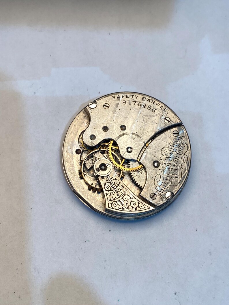 Waltham six size antique pocket watch movement for parts or repair or steam punk image 2