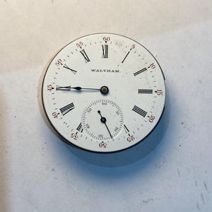 Waltham six size antique pocket watch movement for parts or repair or steam punk image 1