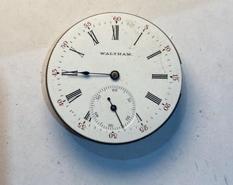 Waltham six size antique pocket watch movement for parts or repair or steam punk