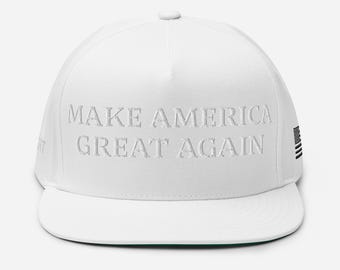 MAGA - Embroidered White on White Flat Bill Cap