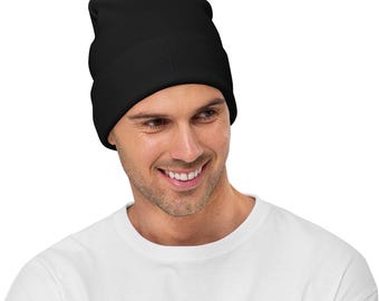Black Cross Embroidered Beanie