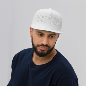 MAGA - Embroidered White on White Flat Bill Cap