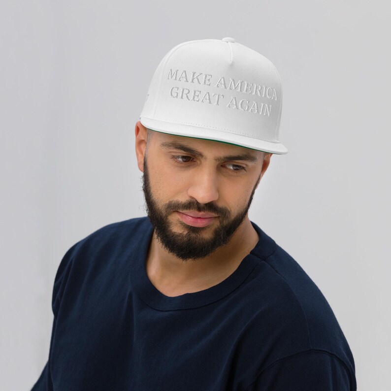 MAGA - Embroidered White on White Flat Bill Cap