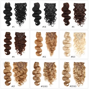 Body wave Human hair double drawn clip in hair extensions pure Remy hair 250 grams