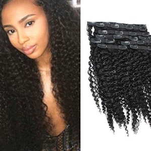 Kinky Curly Human hair double drawn clip in hair extensions pure Remy hair 250 grams 18&quot;-30&quot;