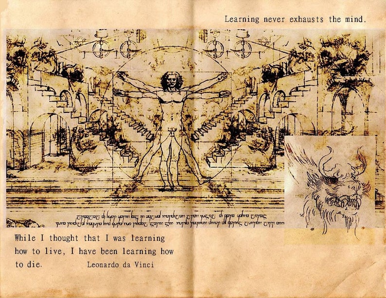 Leonardo Da Vinci Diary Junk Journal Pages Seven PDF Printable Sheets 8