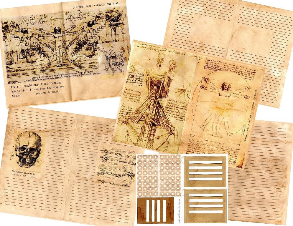 Leonardo Da Vinci Diary Junk Journal Pages Seven Pdf Etsy