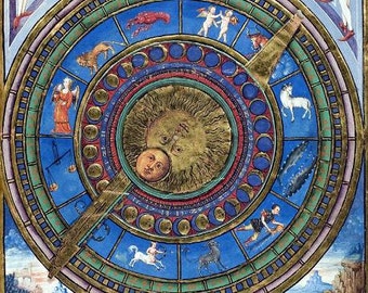 Sun and Moon Geomantic Compass Medieval Illuminated Instant Download  You Print Digital Image