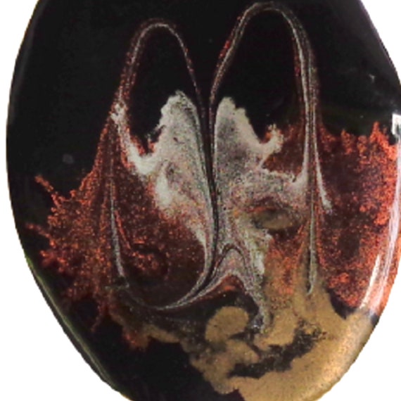 Black Gold Copper Artsy Abstract Painted Enamel W… - image 2