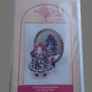 Vtg 1991 90s Hickory Stick & Co H143 Amanda Rose 18&quot; Fancy Doll Pattern Uncut Crafts Crafting