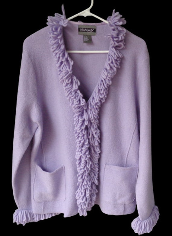 Nouveaux Lilac 100% Boiled Wool Cardigan Sweater F