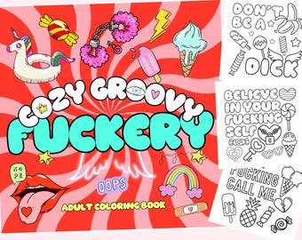 Groovy Swear Word Coloring Book: 50 Unique Designs (Instant Download PDF)