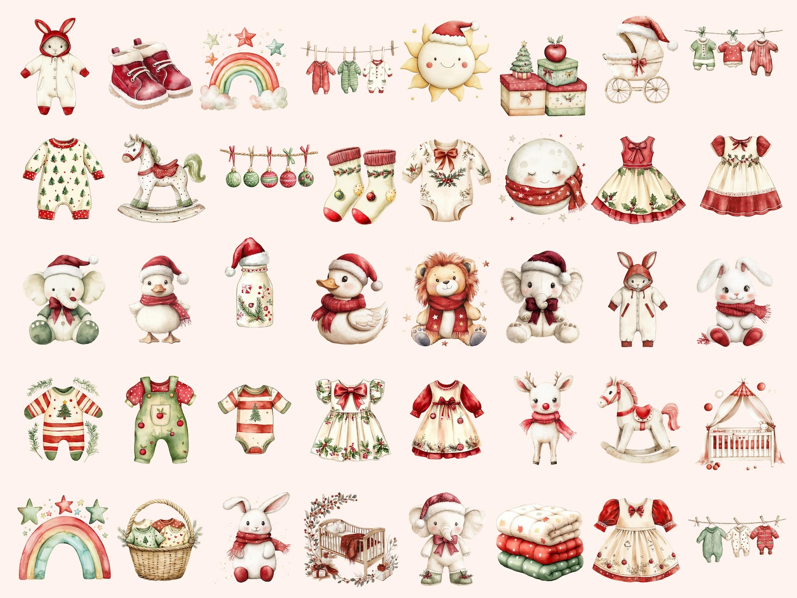 Baby's First Christmas Festive Bundle Png, Cute Christmas Animals ...