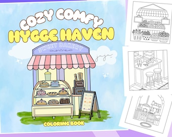 Cozy Hygge Haven Coloring Pages, 52 Cute Designs of Cozy Hygge Spaces, Printable Instant Digital Download PDF Book for Fun and Relaxation