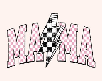 Mama Pink Checkered Varsity Letters PNG - Valentine's Day (Digital Download)