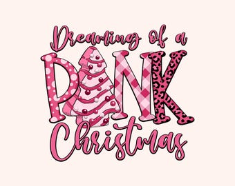 Albero di Natale rosa PNG, Sognando il Natale rosa PNG, Albero di Natale acquerello, Natale femminile, Natale rosa, Sublimazione di Natale