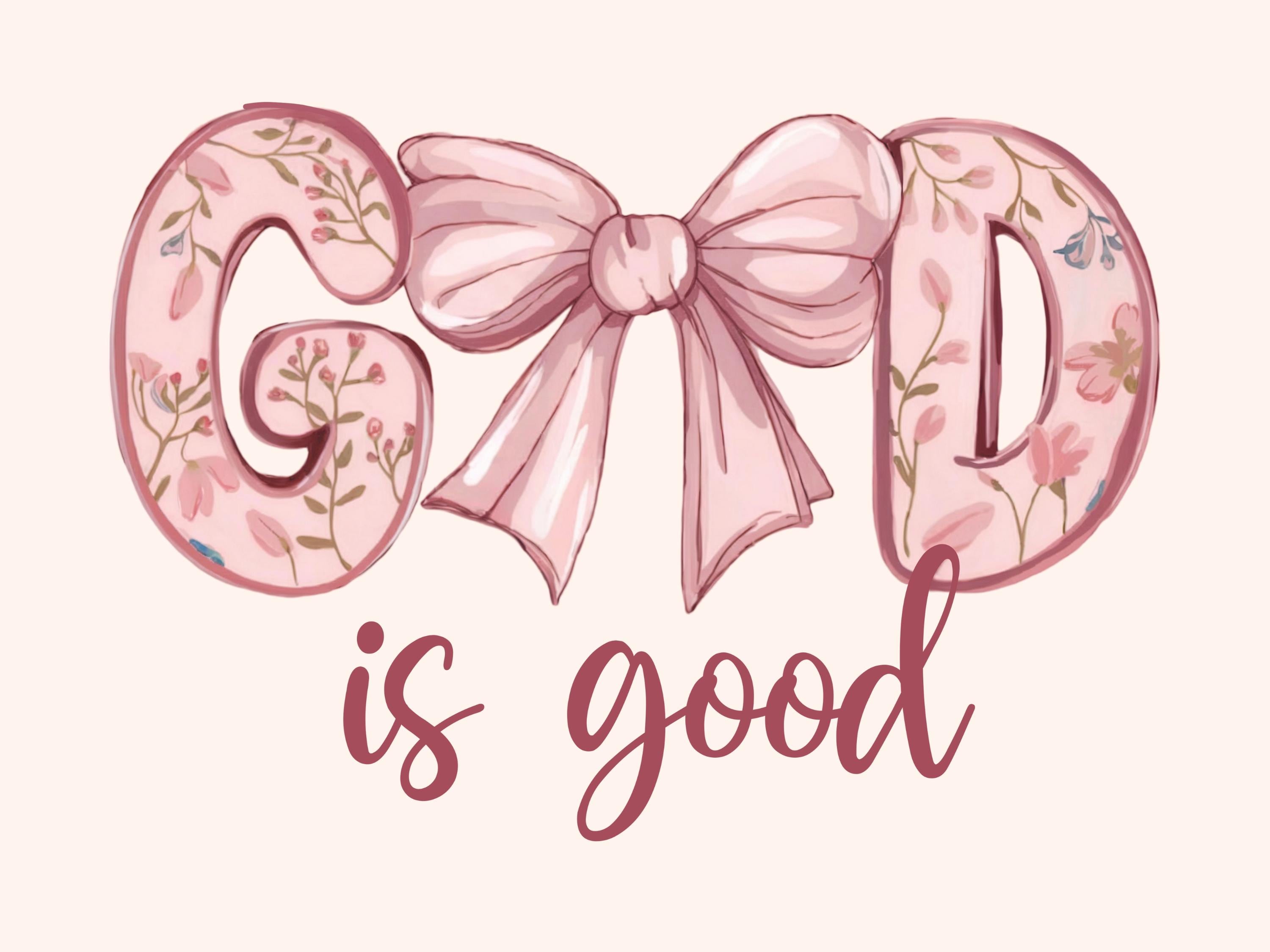 God is Good Png, Christian Png, Coquette Jesus Png, Christian Faith Png, Pink Coquette Bow Png, Jesus Coquette Bow Png, Christian Girly Png