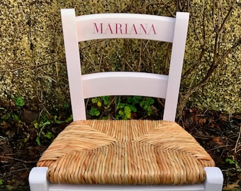 Rush seat personalised children's chair - with your child's name or initials  - made to order