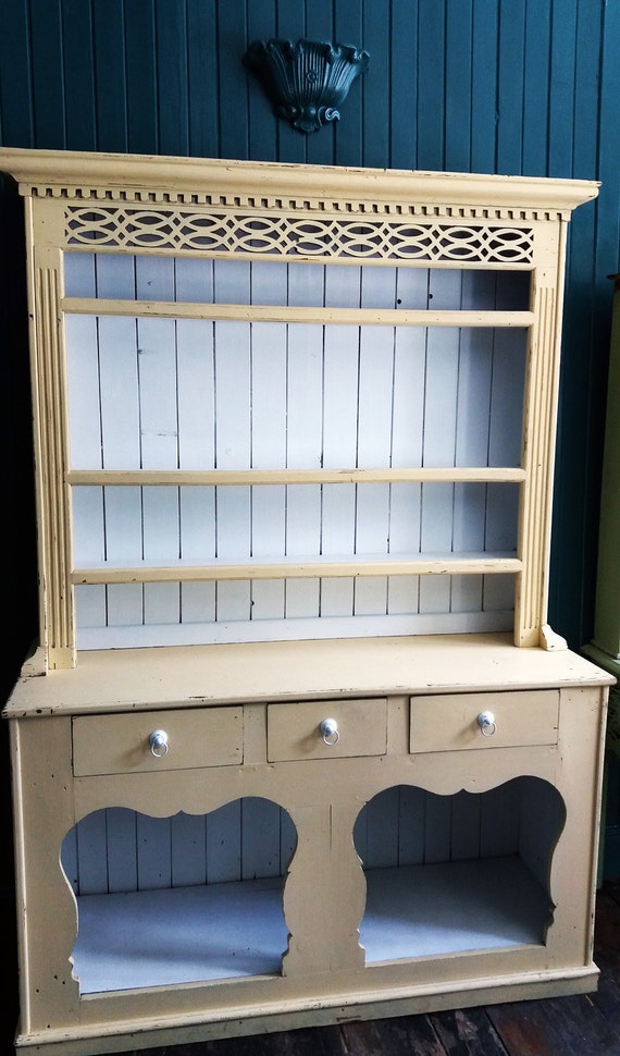 Large Old Reclaimed Pine Vintage Country Kitchen Dresser Etsy