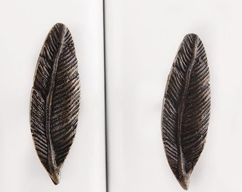 Bird Feather Metal Furniture Knob