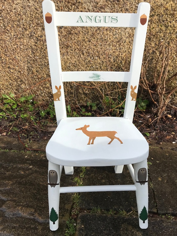 Children's Personalised Upcycled Wooden Nursery School Chair With
