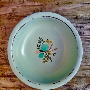 Painted decorative wooden bowl/ trinket dish