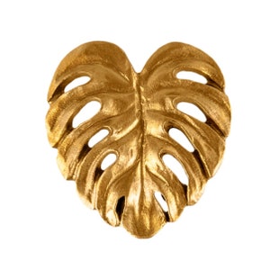 Gold Monstrea leaf Brass effect Drawer furniture Knobs image 2