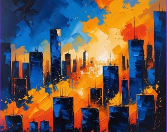 Abstract Cityscape Art Print: Modern Urban PNG | The Price of A Peak (Digital Download)