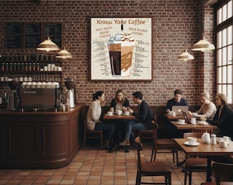 Kaffee Trink Anleitung Poster | Espresso, Latte, Cappuccino (Digitaler Download)