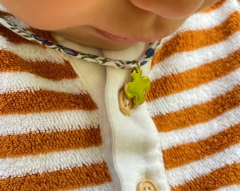 Children's necklace with a choice of Liberty cord and a gold cross