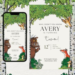 Gruffalo Digital Invite | Custom Gruffalo Evite | Julia Donaldson Themed Birthday Invitation | Instant Download