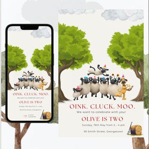Sheep Birthday Evite: Farm Theme (Digital Download)