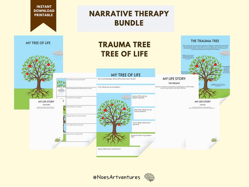 Trauma Narrative Therapy Worksheet Tree of Life Story Digital Therapy ...