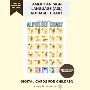 American Sign Language (ASL) Alphabet Chart Digital Poster Educational Tool ASL Learning Resource Communication Aid Therapy Deaf Culture