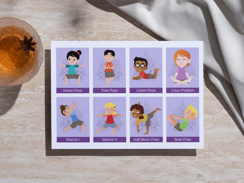 Brain Break Activity Kids Yoga Poses Flashcards Printable Digital Cards ...