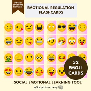 Emotionale Regulation Karte 32 Emoji Gefühle für SEL Therapie Nonverbale Ratgeber Erzieher Psychische Gesundheit Gehirnübung ASD ADHD Pink