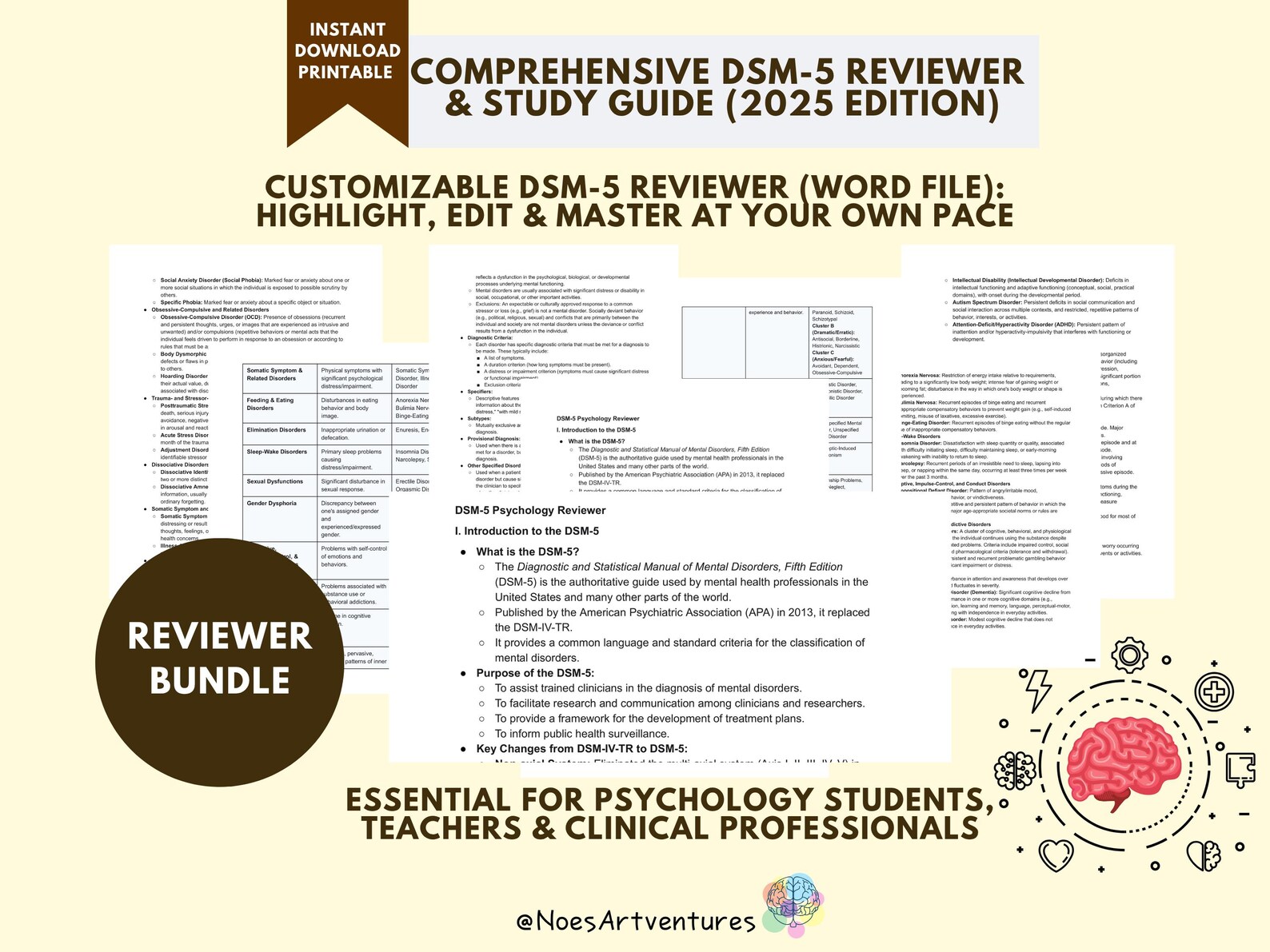 DSM-5 Diagnostic Criteria Aligned Cheat Sheet Printable Therapist Quick ...