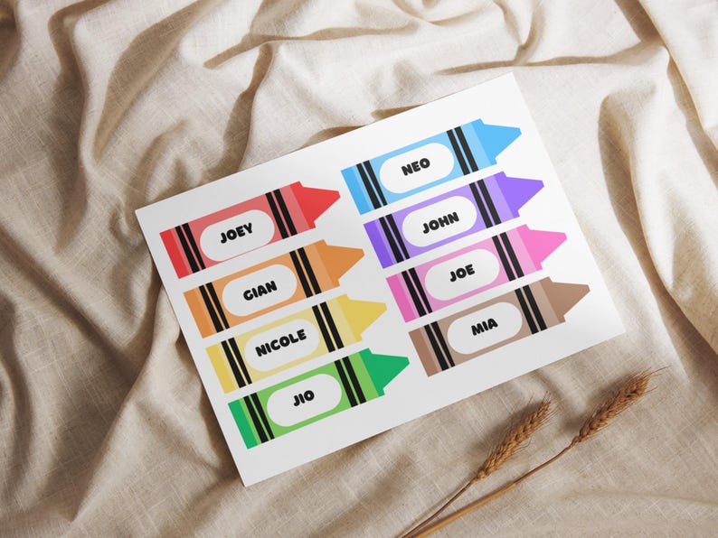 Editable Crayon Student Name Tags Labels Printable Classroom Decor for ...