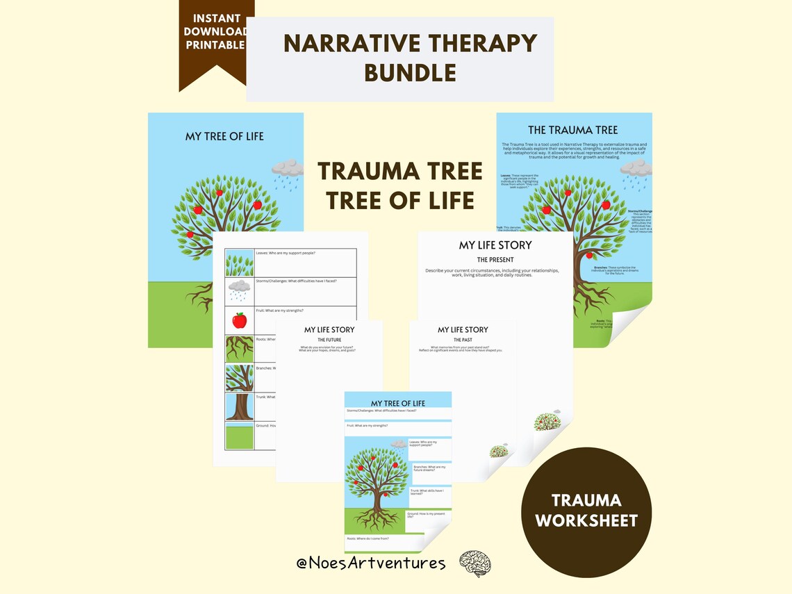 Trauma Narrative Therapy Worksheet Tree of Life Story Digital Therapy ...