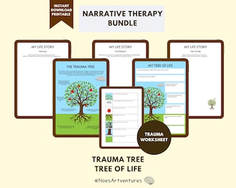 Trauma Narrative Therapy Worksheet Tree of Life Story Digital Therapy Tools PTSD Psychotherapy Personal Growth Counseling School Psychology