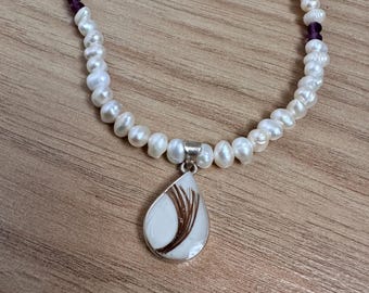 Breastmilk, hair and tooth keepsake necklace 925 sterling silver & pearl DIY kit