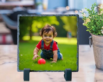 Personalized Photo Baby Slate – Custom Stone Picture Frame Gift for Family