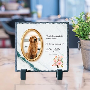 Personalized Pet Memorial Photo Slate Stone: Dog Loss Gift